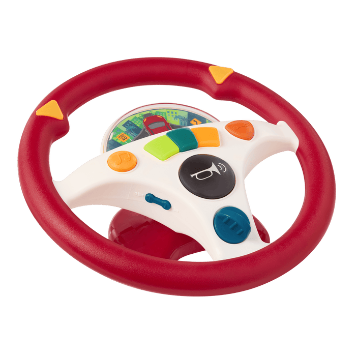 Musical steering wheel car seat toy for toddlers
