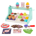 Ice cream counter playset with play scooper, play money, and educational accessories.