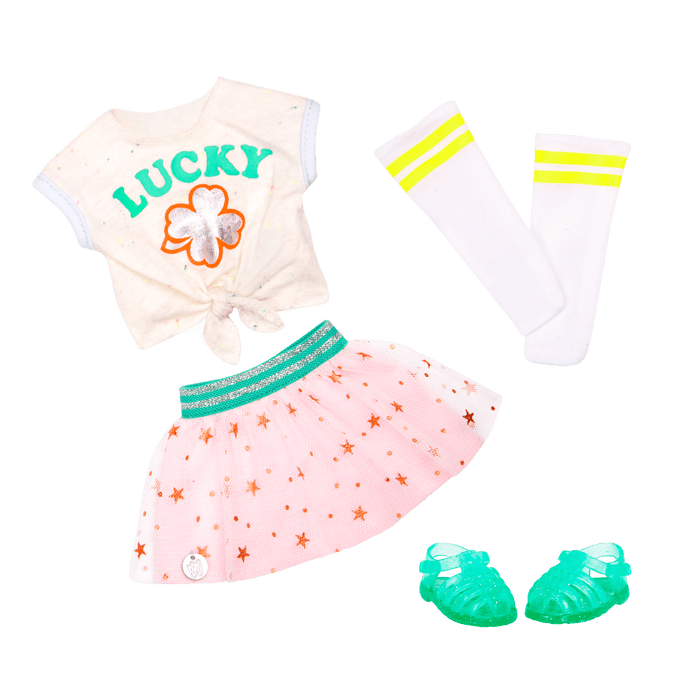 Lucky clover outfit for 14-inch doll