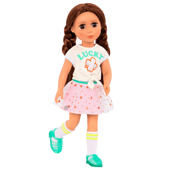 Lucky clover outfit for 14-inch doll
