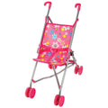 The My Sweet Baby Doll Stroller by My Sweet Baby features a pink frame, floral-patterned seat, pink handles, and four sets of pink wheels—perfect for children to push their favorite dolls or stuffed animals.