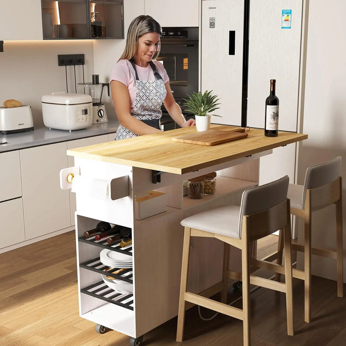 Myles Rolling Drop Leaf Kitchen Island Cart Canva Home