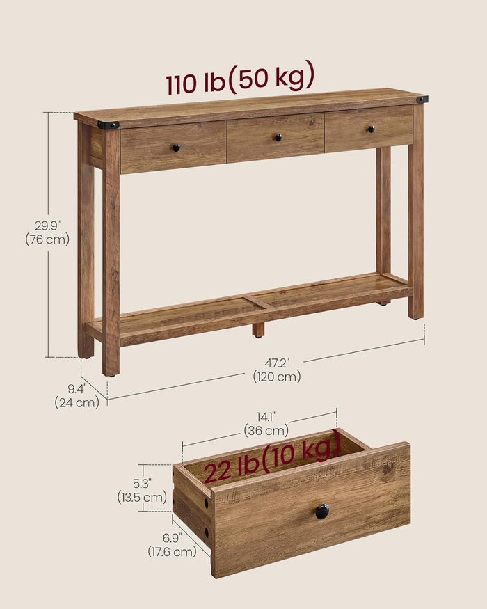 Narrow Entryway Table with 3 Drawers - Canva Home