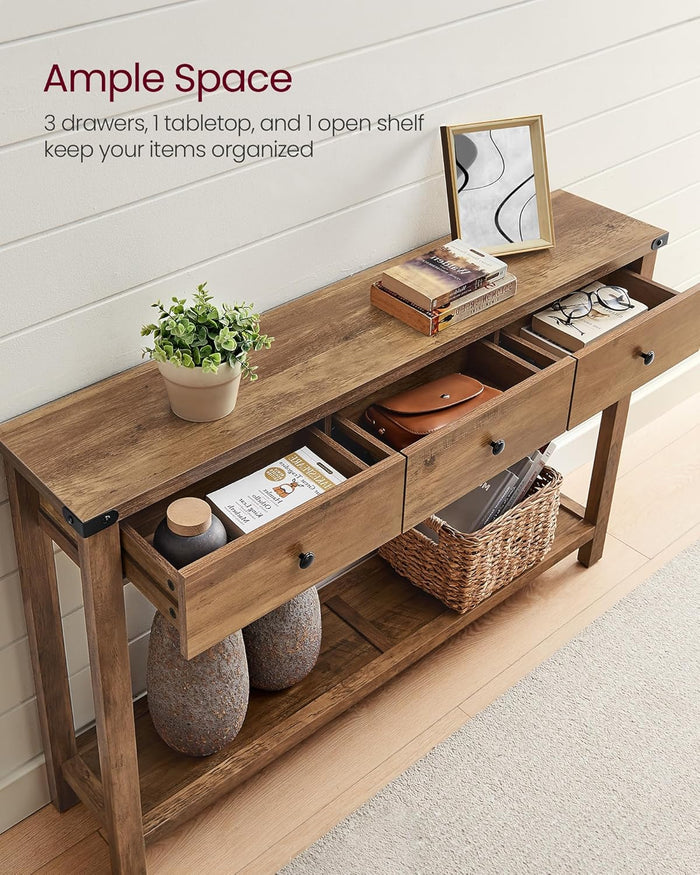 Narrow Entryway Table with 3 Drawers - Canva Home