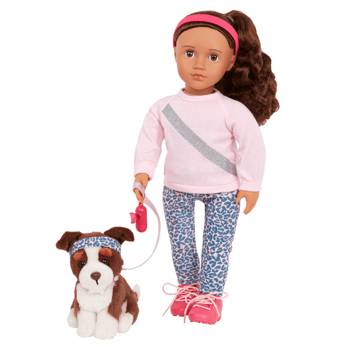Our Generation 18-inch Dog Trainer Doll Natalia & Pet Plush Nillie