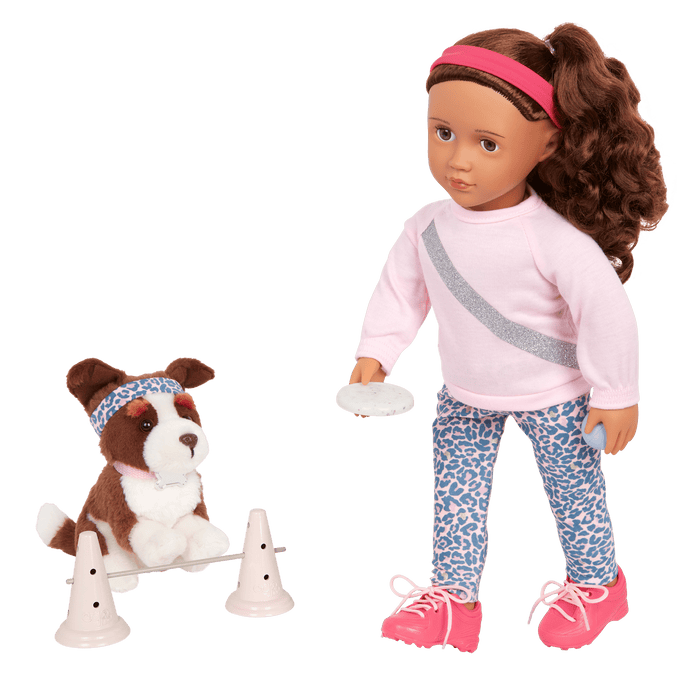 Our Generation 18-inch Dog Trainer Doll Natalia & Pet Plush Nillie