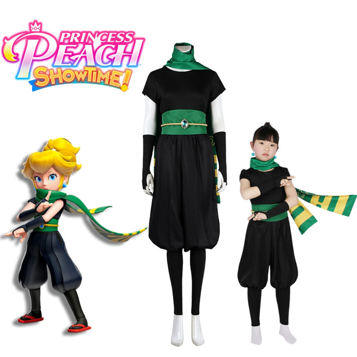 Ninja Peach Costume - Mario Princess Peach: Showtime Cos Replica - Adult & Kids Full Set