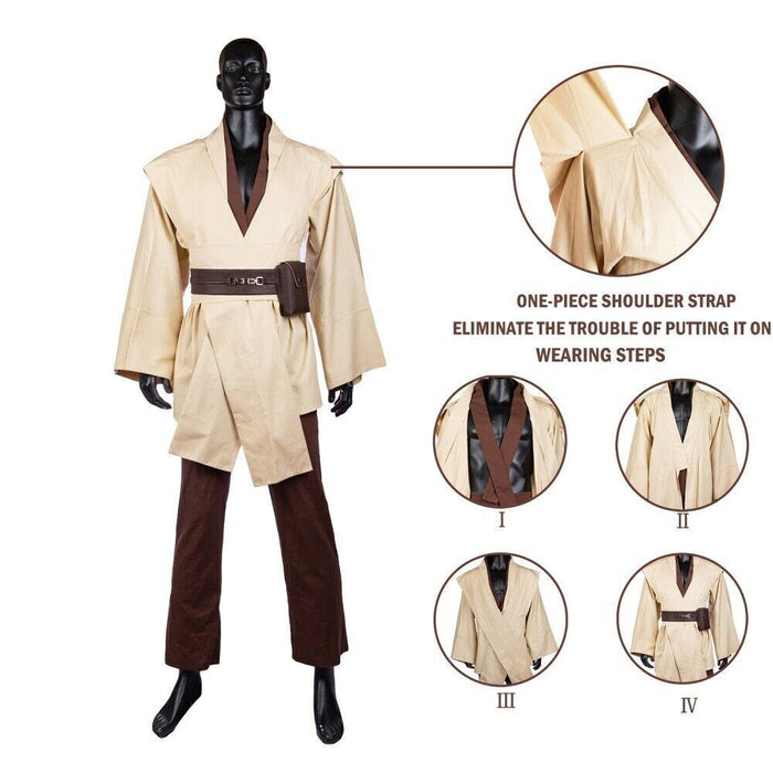 Obi-Wan Cloak Uniform Set - Star Wars Suit - Adult Halloween Xmas Gift