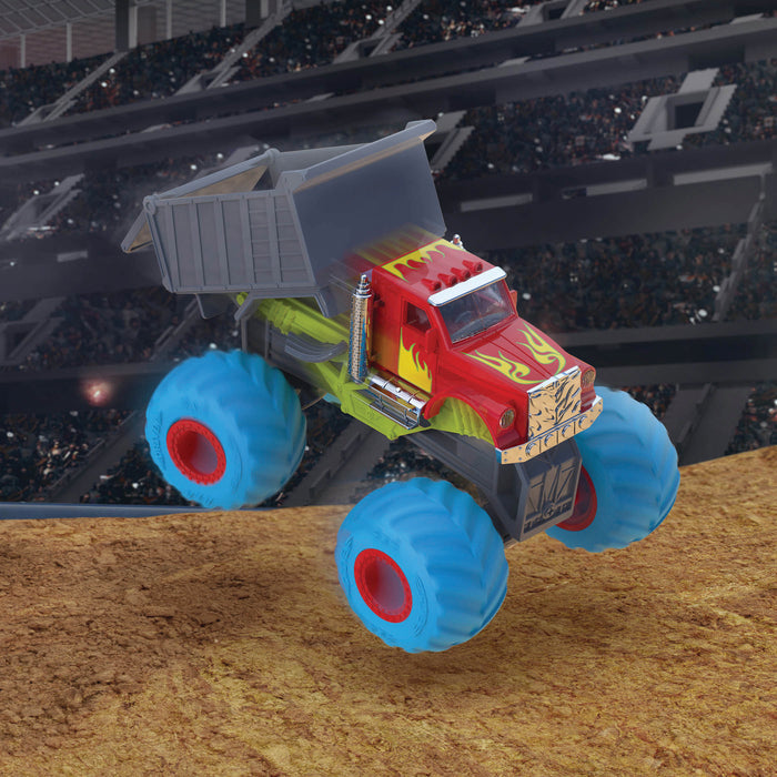 Two toy monster trucks.