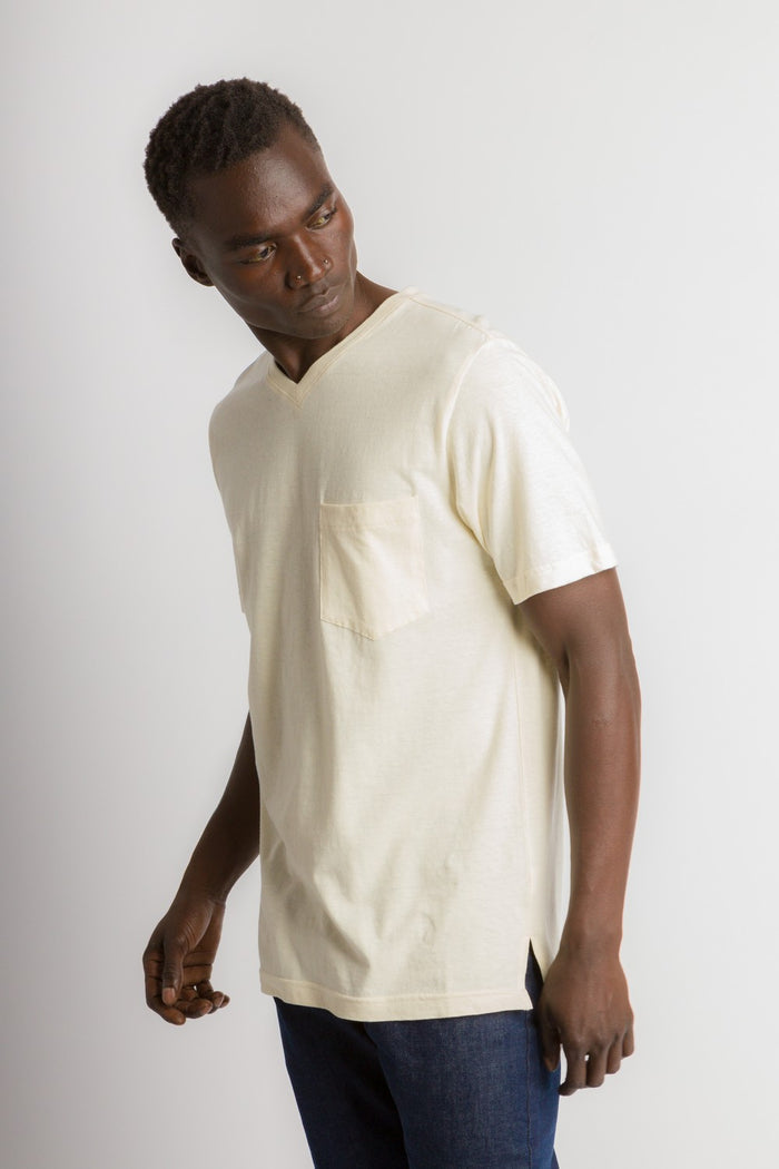 Oliver | Men's Anti-Stain Cotton Linen Blend V-Neck Pocket T-Shirt