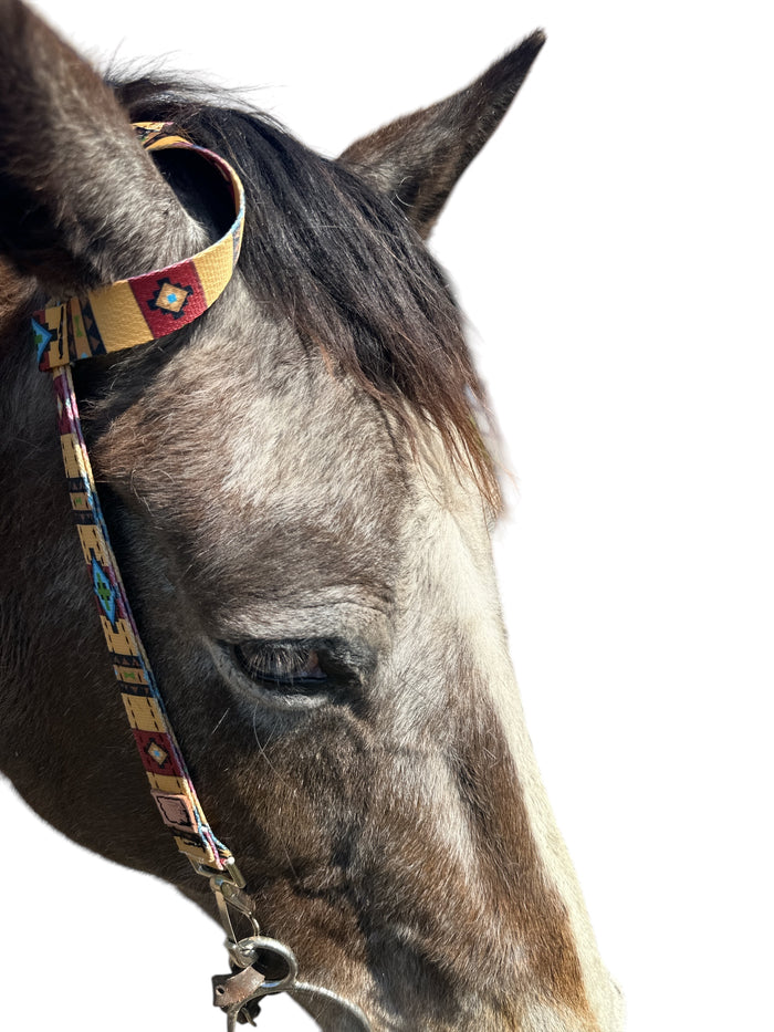 One Ear Headstall tan tribal with quick change clips