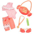 Gymnastic outfit with gym bag and medal for 14-inch doll