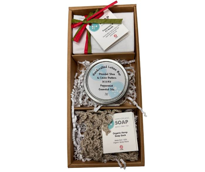 Organic Soap, Soap Sock & Lotion Bar Gift Box