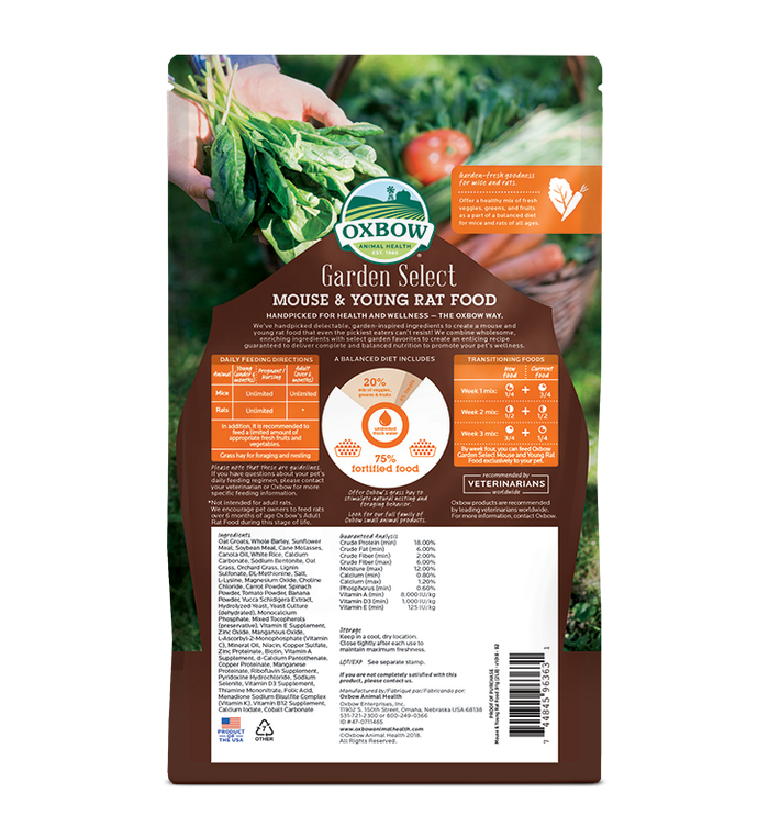 Oxbow Animal Health Garden Select Mouse and Young Rat Food