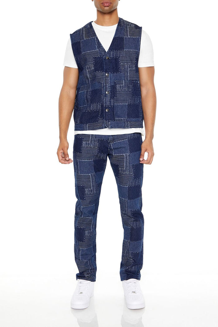 Patchwork Denim Vest
