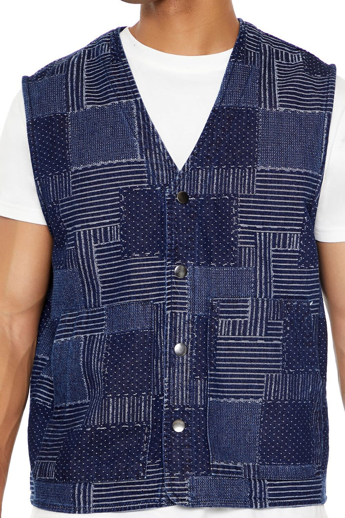 Patchwork Denim Vest