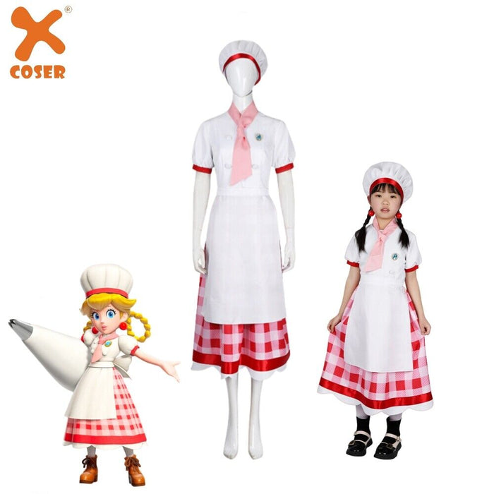 Patisserie Peach Costume - Mario Princess Peach: Showtime Cos Replica - Adult & Kids Full Set