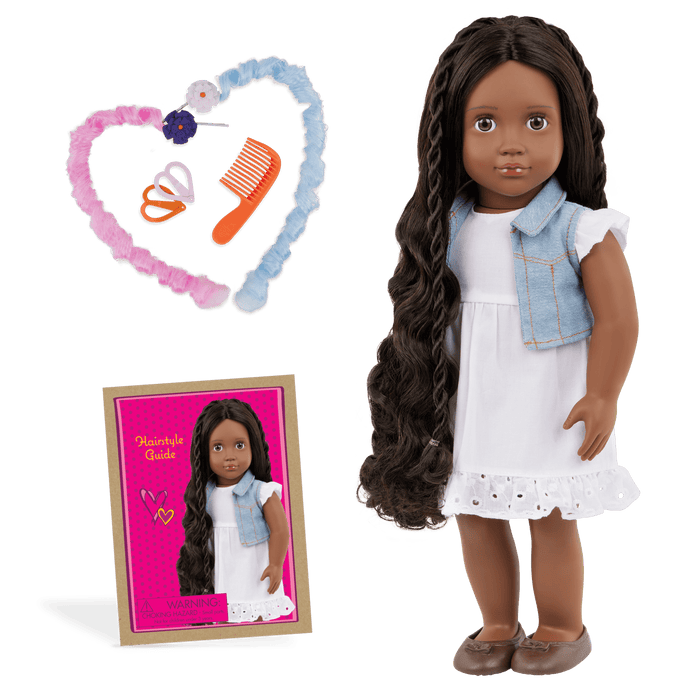 Our Generation Hair Play 18-inch Doll Patti with Hair Accessories and a booklet of hair styles