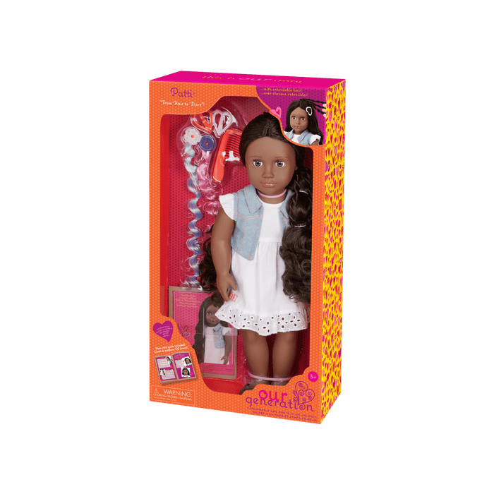 Our Generation Hair Play 18-inch Doll Patti with Hair Accessories and a booklet of hair styles