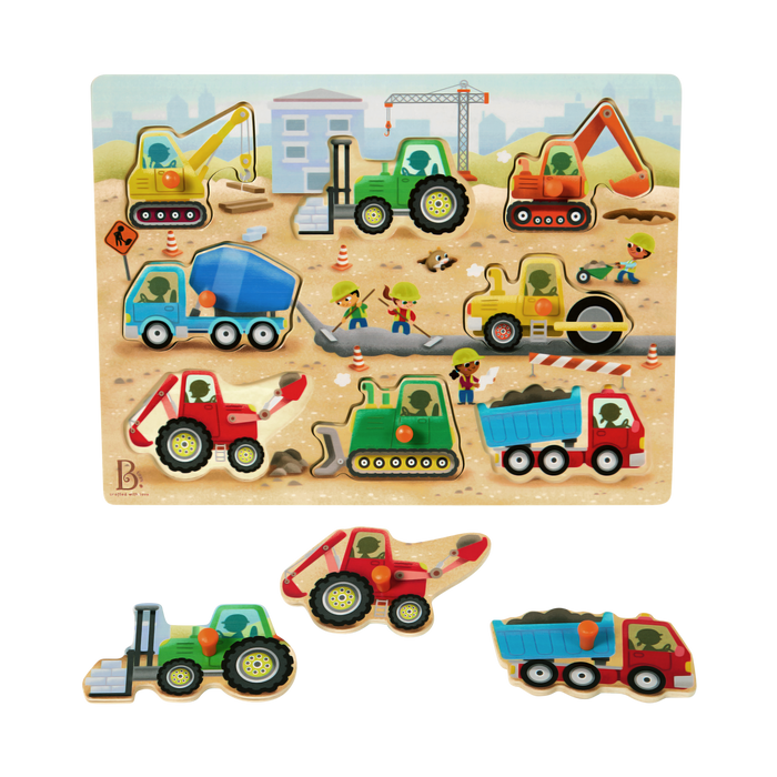 Construction and farm peg puzzles.