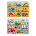 Wooden peg puzzles for toddlers trucks cars construction