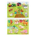 Wooden peg puzzles farm animals barn for toddlers