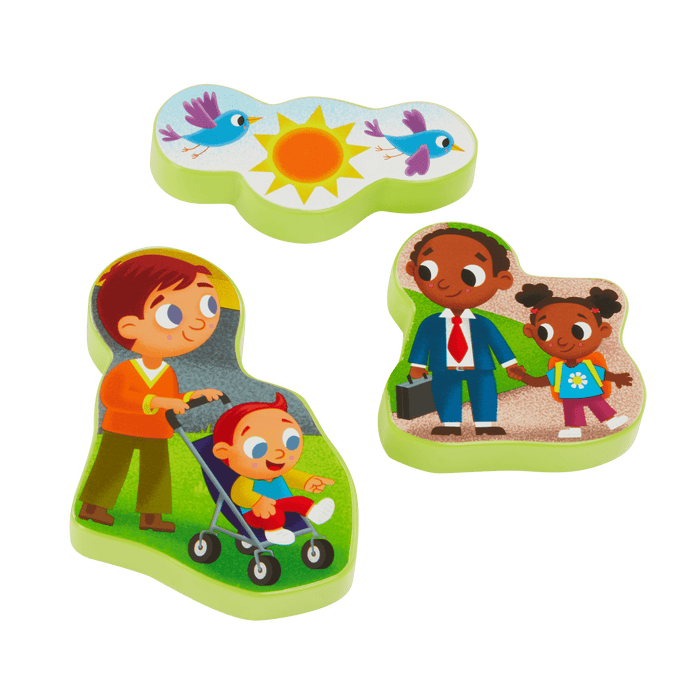 Chunky wooden puzzles for toddlers school bus farm animals emotions