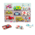 Peg puzzle with vehicles.