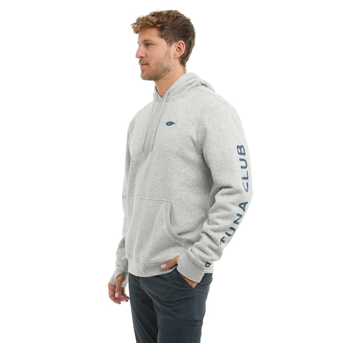pelagic-osborn-tuna-club-pullover-fleece-hoodie-heather-grey-model-front-side