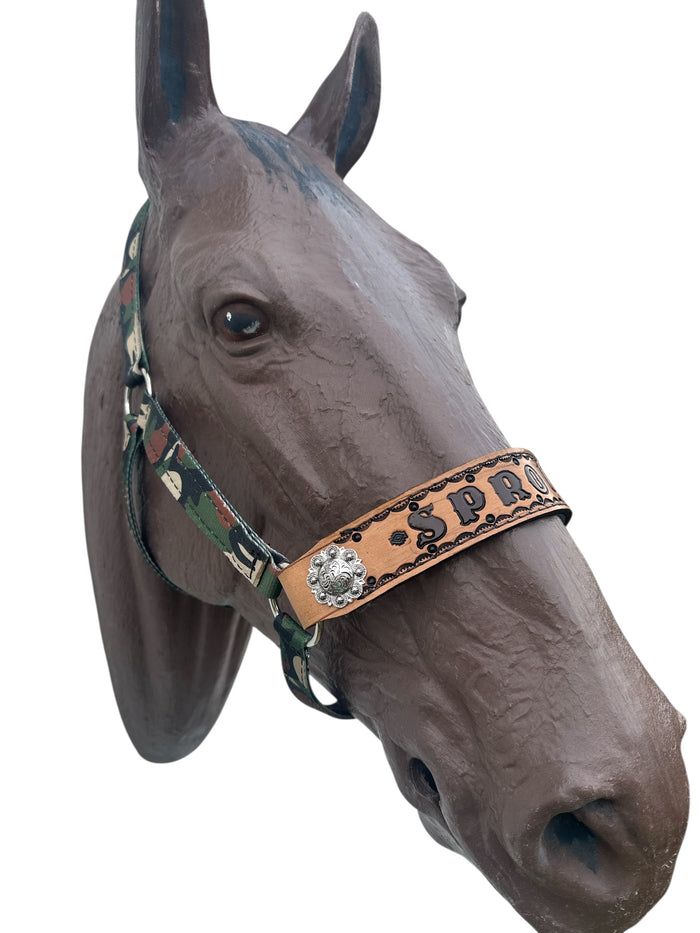 PERSONALIZED camo nylon horse halter.