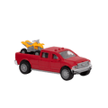 Small Micro Series Red toy pick-up truck and yellow ATV