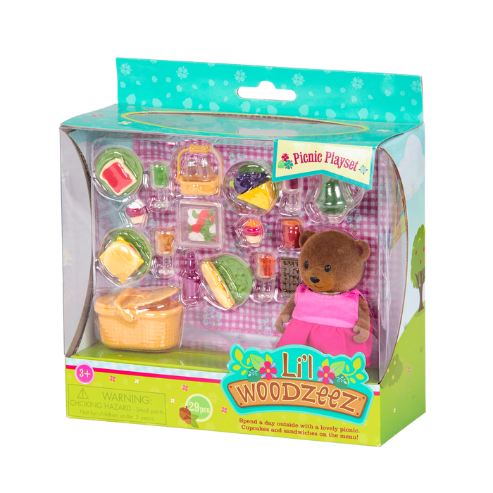 Bear figurine on picnic playset