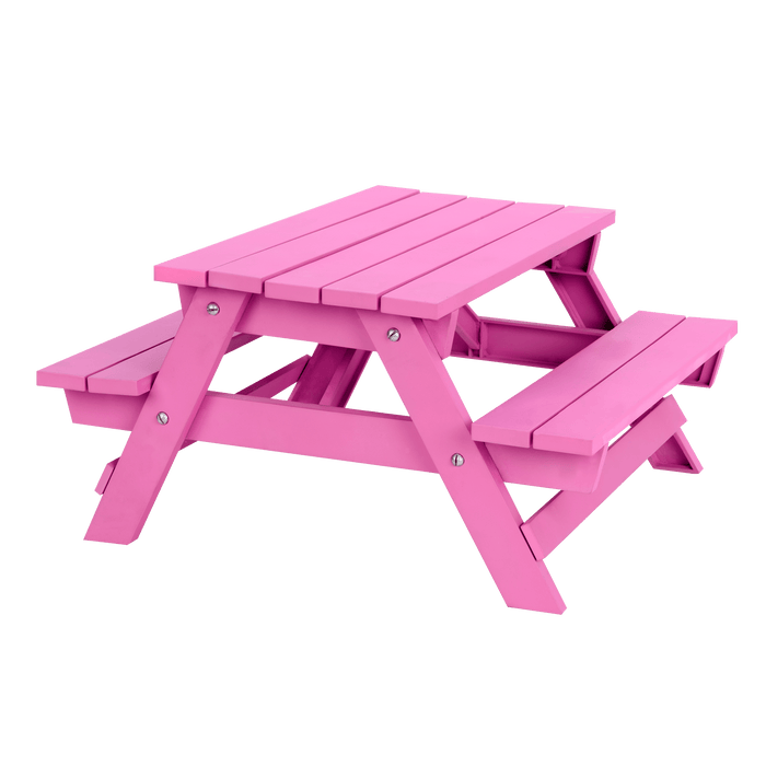 Two 18-inch dolls with picnic table playset