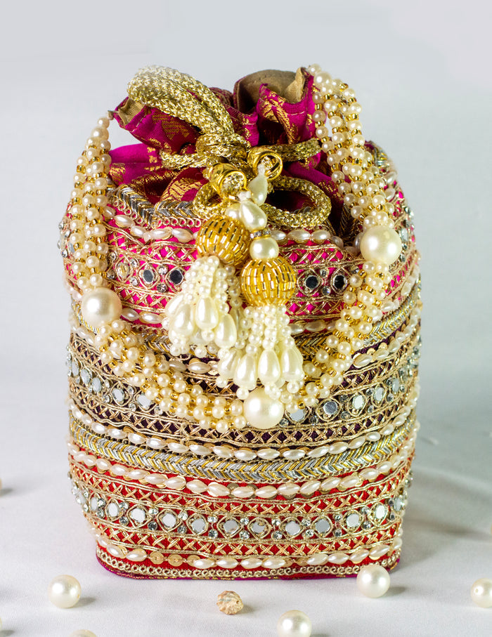 Pink Banarasi Potli