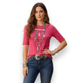 Pink Boat Neck Cut Out Top short sleeve fitted women's size medium