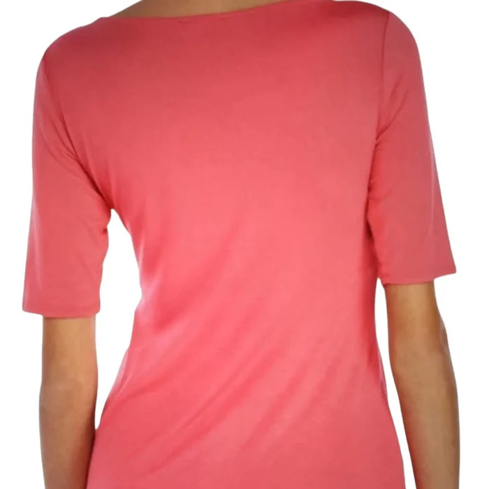 Pink Boat Neck Cut Out Top short sleeve fitted women's size medium