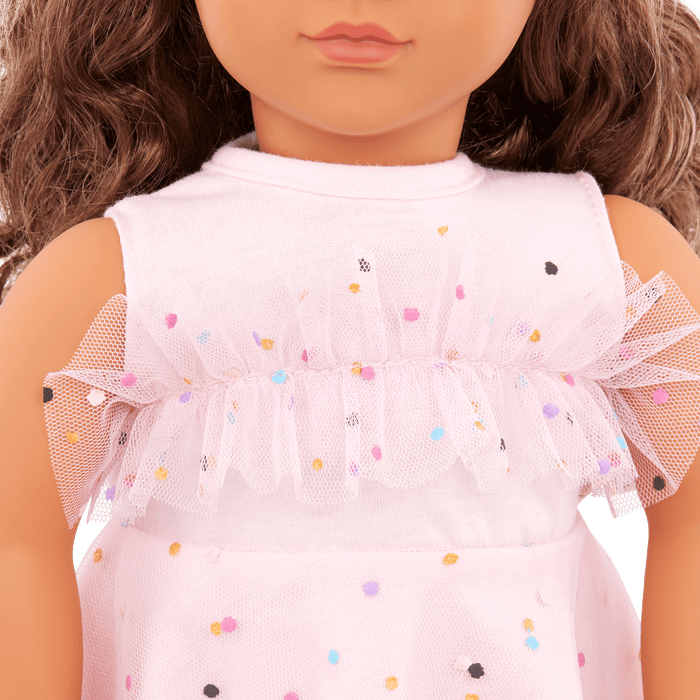 Our Generation Pink & Colorful Outfit for 18" Doll including dress, boots and headband