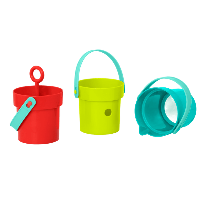 Colorful toy buckets.
