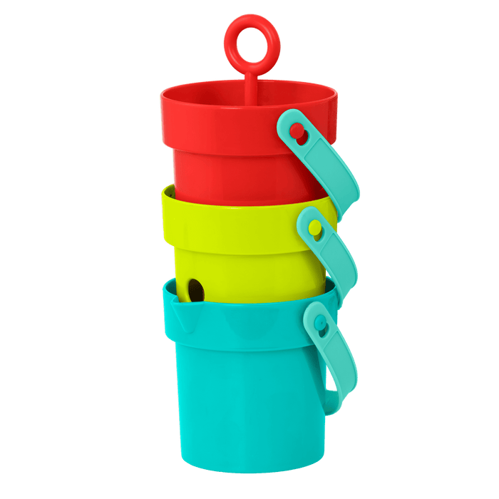 Colorful toy buckets.