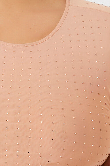 Plus Size Rhinestone Mesh Dress