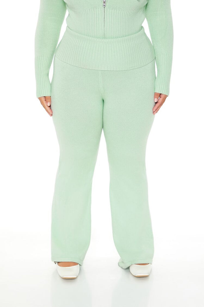 Plus Size Sweater-Knit Flare Pants
