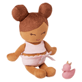 Plush Bath Doll - Medium Skin and Brown Hair - and a rubber ducky