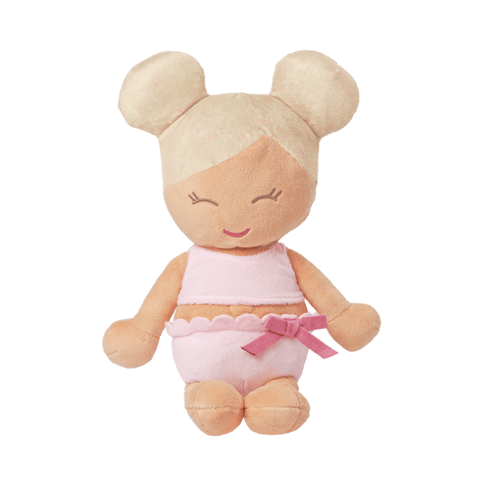 Plush Bath Doll with Blonde Hair and pink rubber ducky