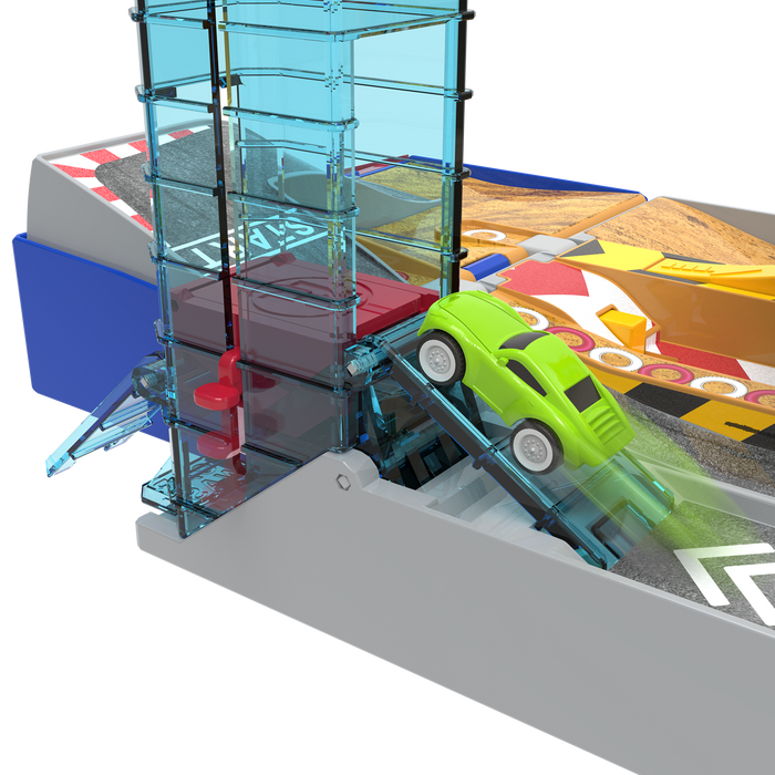 Race track playset with toy cars