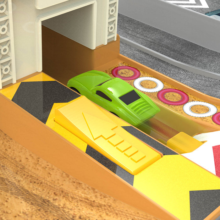 Race track playset with toy cars