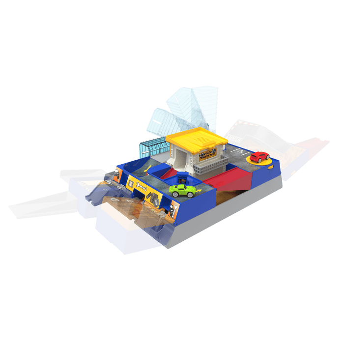 Race track playset with toy cars