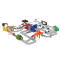 City-themed playset with toy vehicles