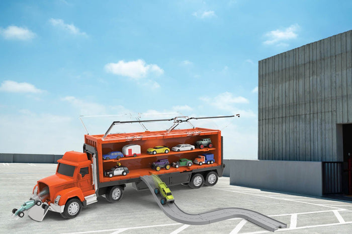 Mini Pocket Series Orange toy car carrier truck