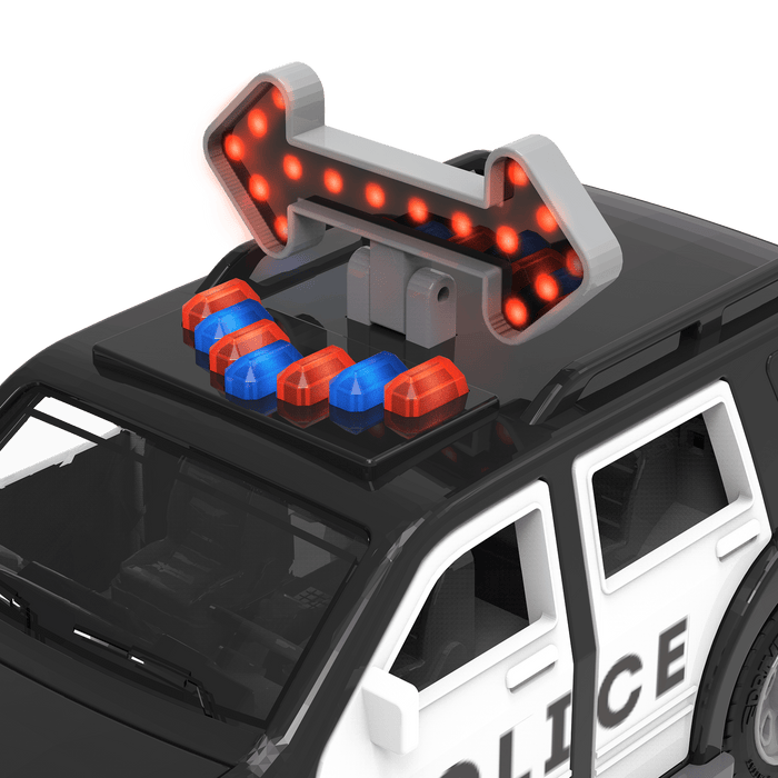 Toy police SUV with light-up arrow.