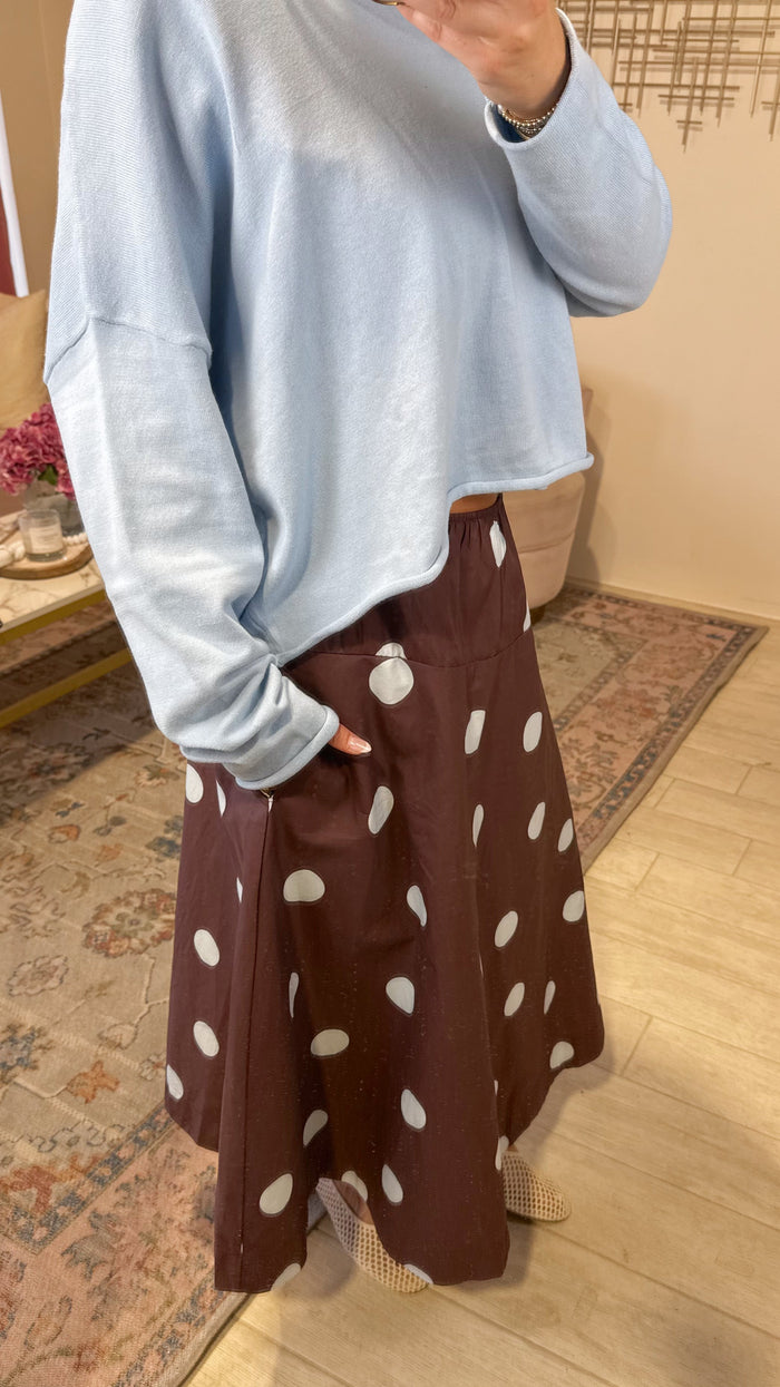Polka Dot A-Line Midi Skirt